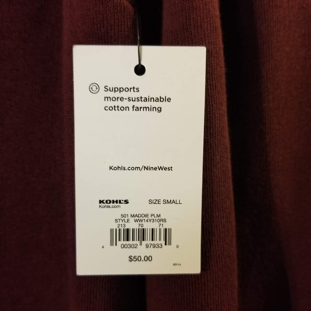 Nine West New Womens Maroon Long Sleeve Dress Small Ruffle on Shoulder Sz Small - Picture 5 of 7